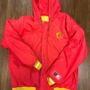 Vintage Calgary Flames NHL Starter Hoodie Jacket Size Large